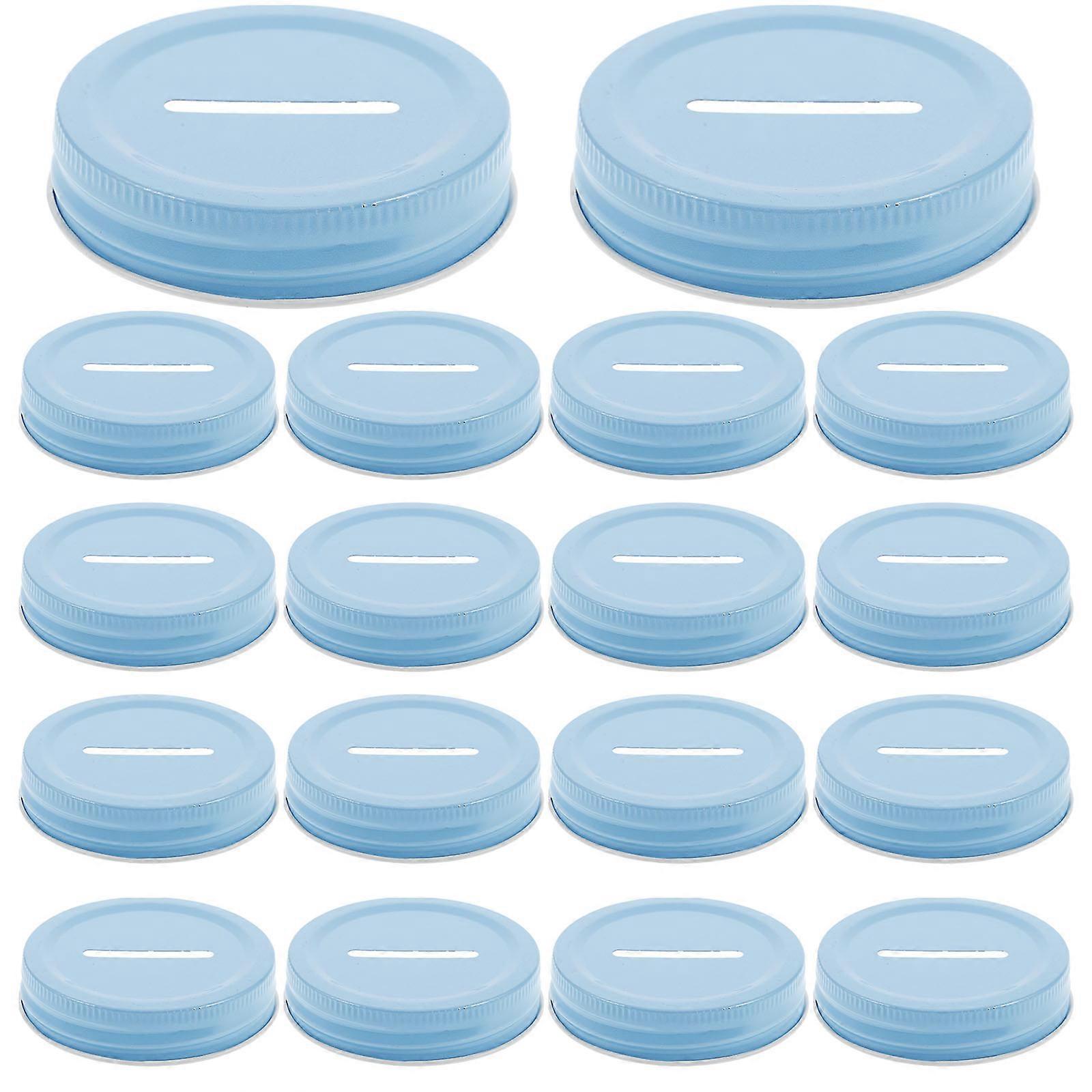 20pcs Bottle Lid with Coin Slot Bank Lids for Mason Jars Tinplate Piggy Bank Slot Lid Coin Bank Slot Lids for Mason Jar