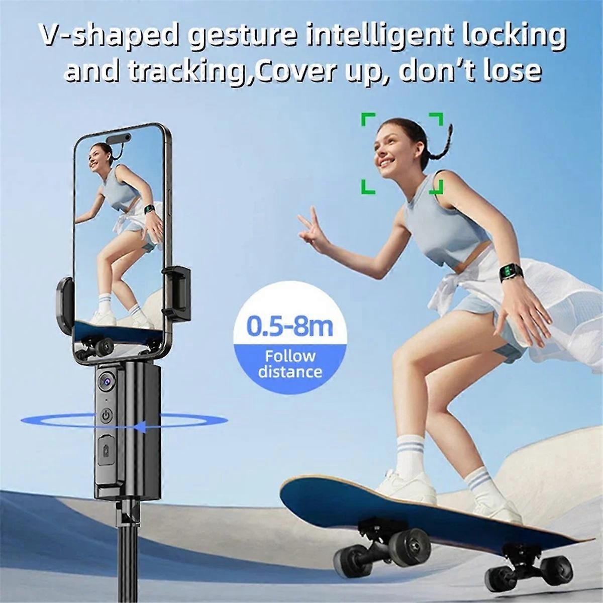 Smartphone AI Follow Up Face 360 Rotating Tripod Travel Portable Selfie Stick Vlog Anti Sha
