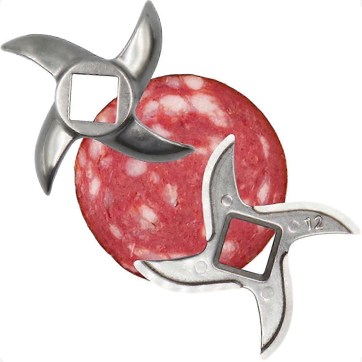 2-pakning #12 kjøttkvernblader, erstatningsknivkuttere i rustfritt stål