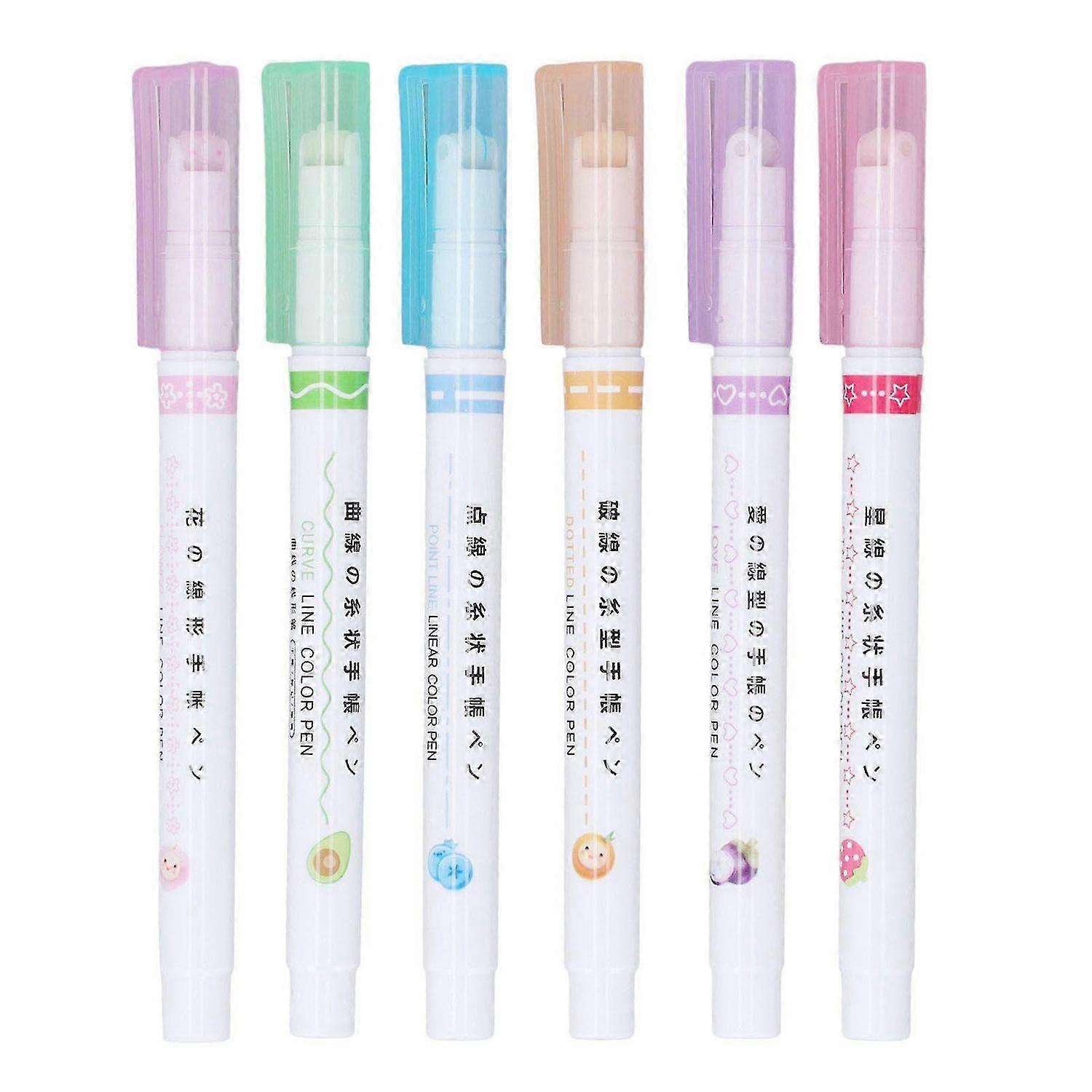 2025 Latest Model Outline Markers 6 Colors 6 Different Curves Shapes