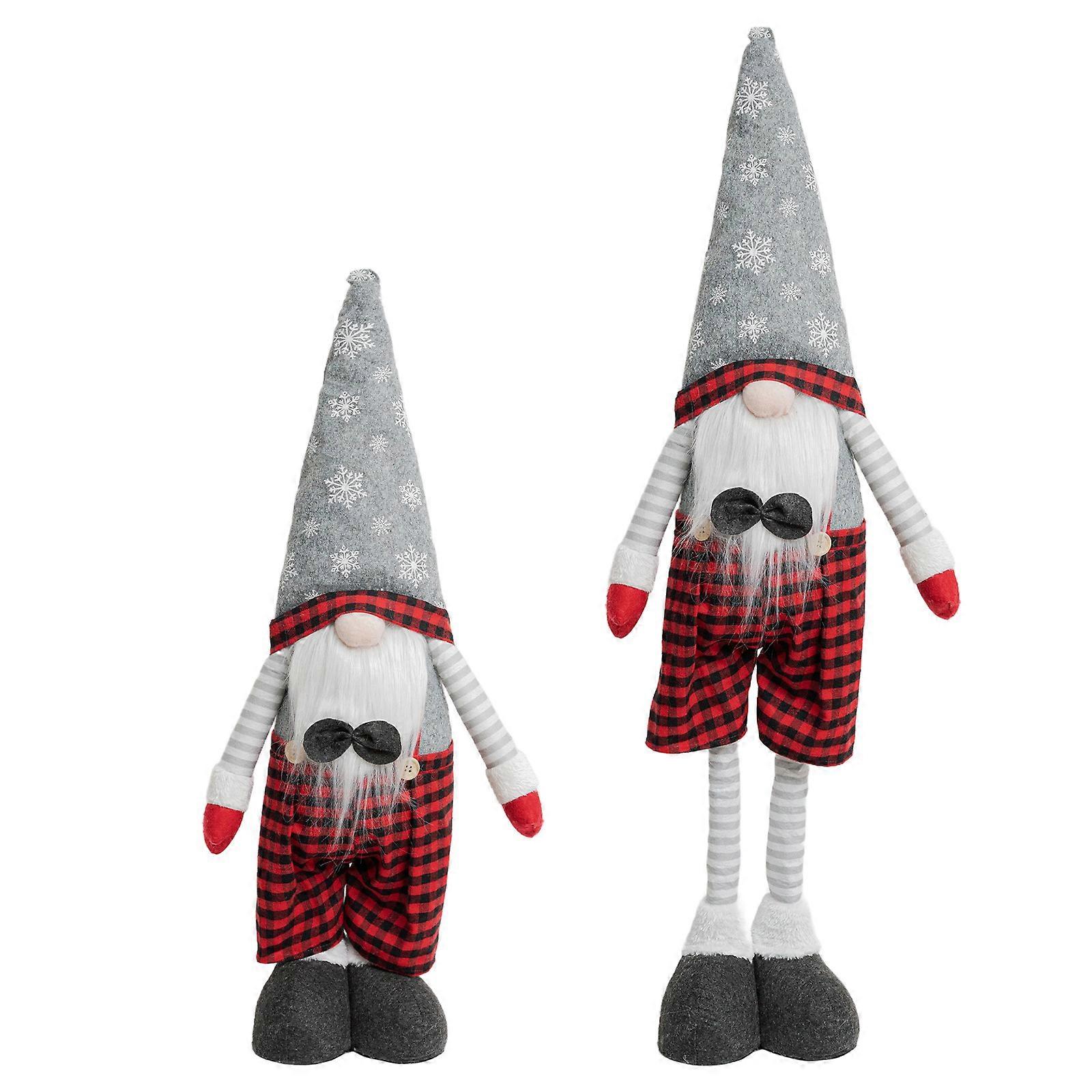 Christmas Faceless Doll Ornaments Black Red Checkered Dwarf Telescopic Standing Decorations Cloth