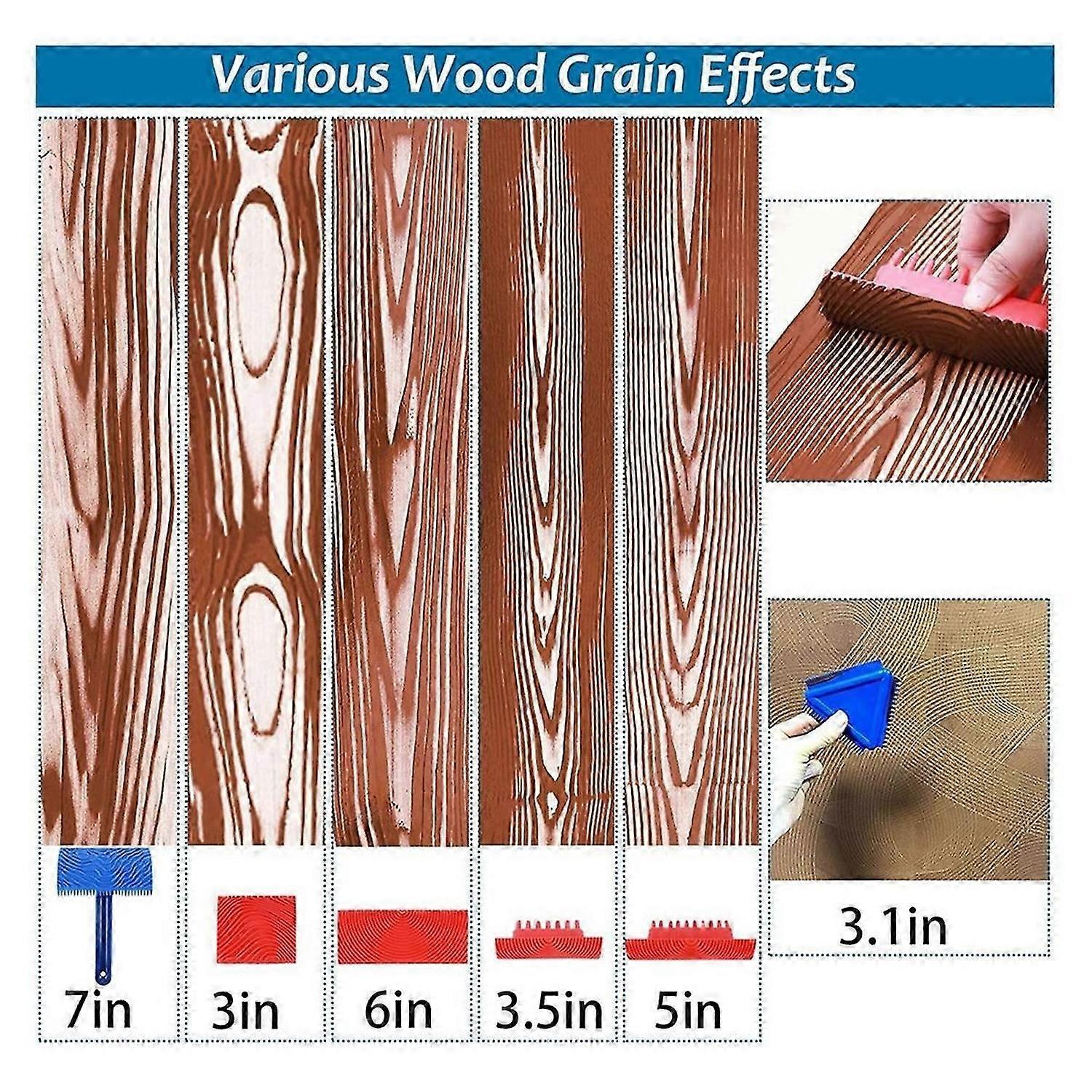 9Pcs Fake Wood Grain Roller Paint Brushes Graining Tool