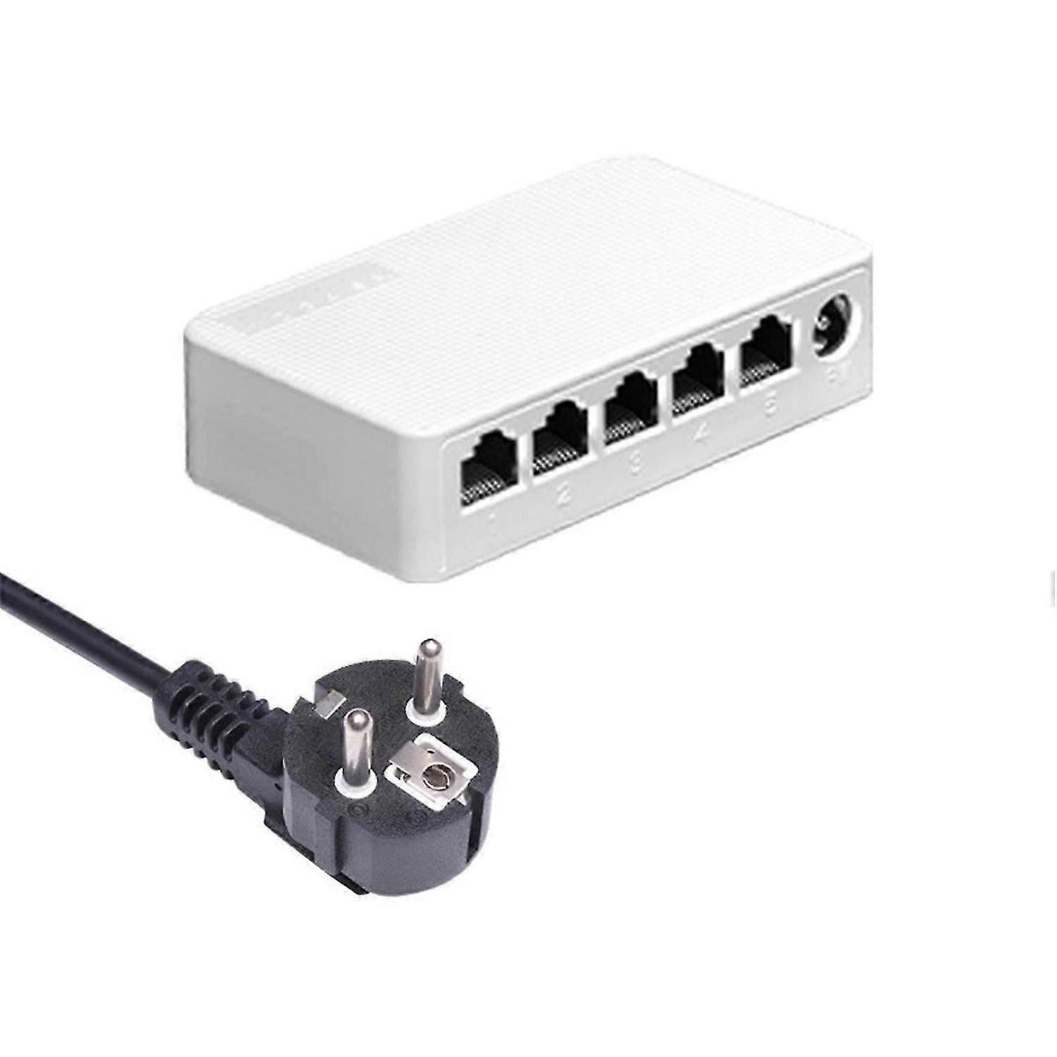 5 Port 100Mbps Ethernet Switch Mini Switch Portable RJ45 Hub EU Plug