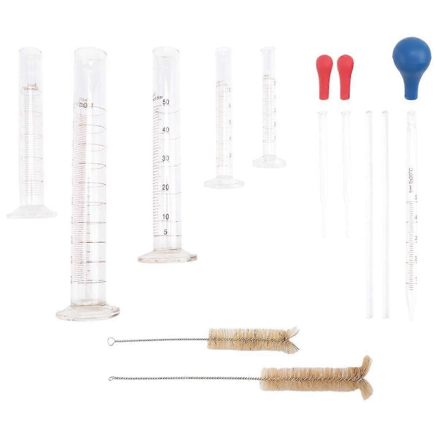 Glass Measuring Cylinders in with Pipettes/Stirring Rods/Clean Brush
