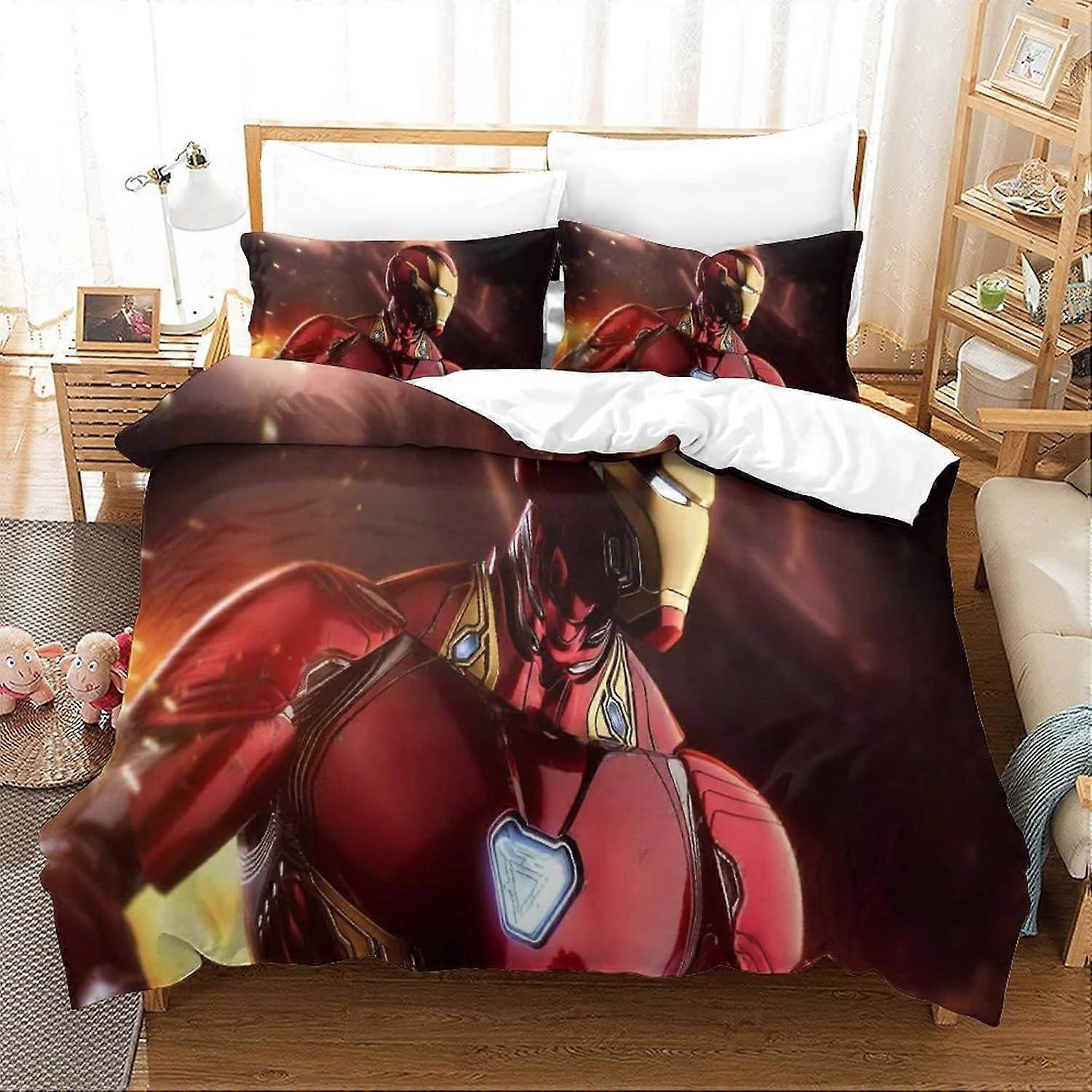 Duvet Cover Set Double Iron Man Printed Duvet Covers Bedding Set for in Kids Teens Adults Soft Hypoallergenic Quilt Cover with Pillowcase with Zipeer 