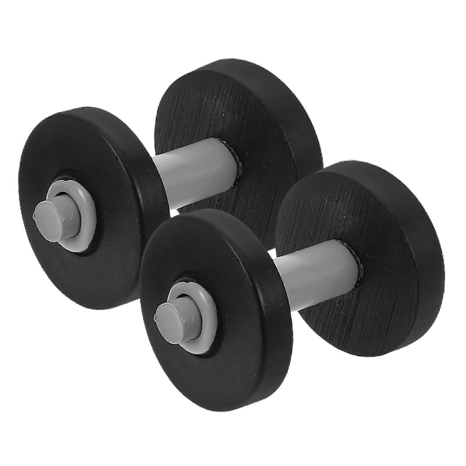 Miniature Dumbbell Model for Decor 2Pcs Realistic Black Plastic Fitness Props