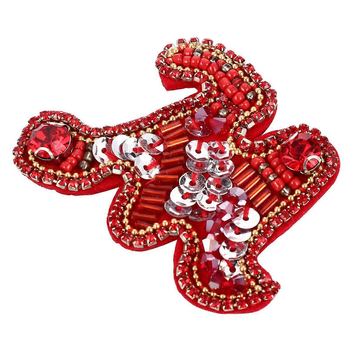 Patches For Clothing Christmas Iron On Diy Decoration For Hats Red 4.7x3.2x0.4cm 1Set