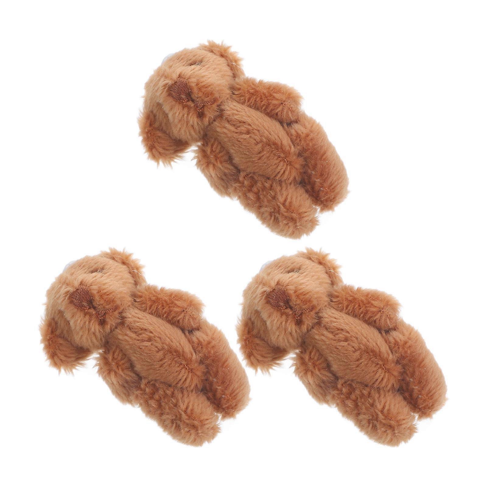 Mini Plush Bears Bear Toy for Decor 3Pcs Durable Coffee Plush Figures