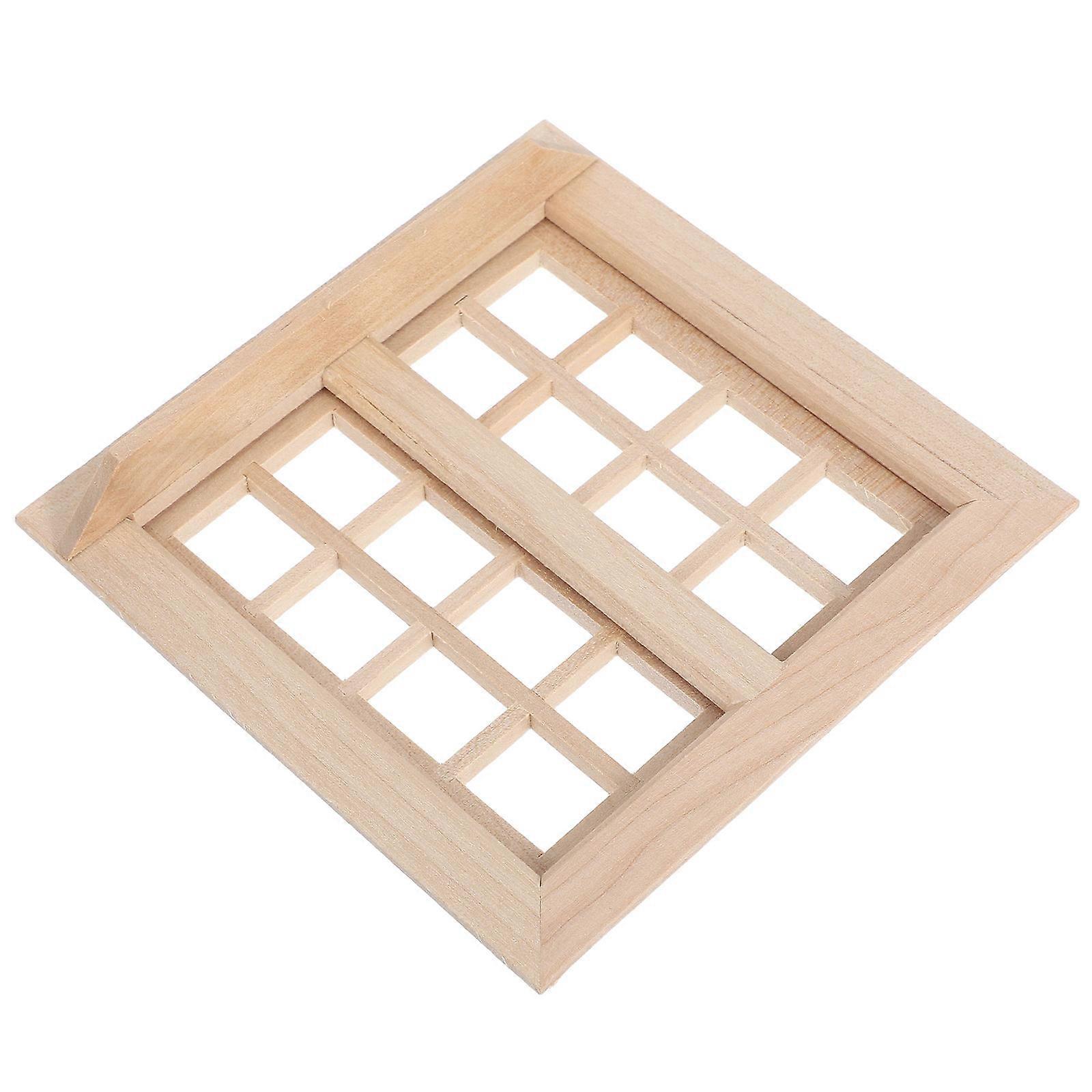 Mini House Adornment Wooden Blank Window for Decor Miniature Window Model