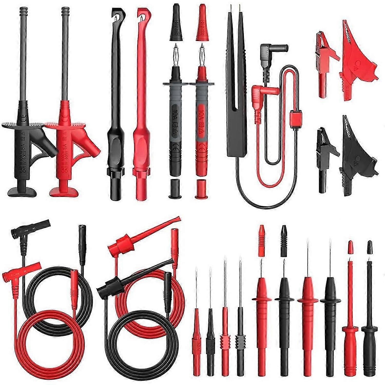 25PCS Multimeter Test Leads Kit, Test Leads Set with Replaceable Alligator Clips,Wire Piercing Probe