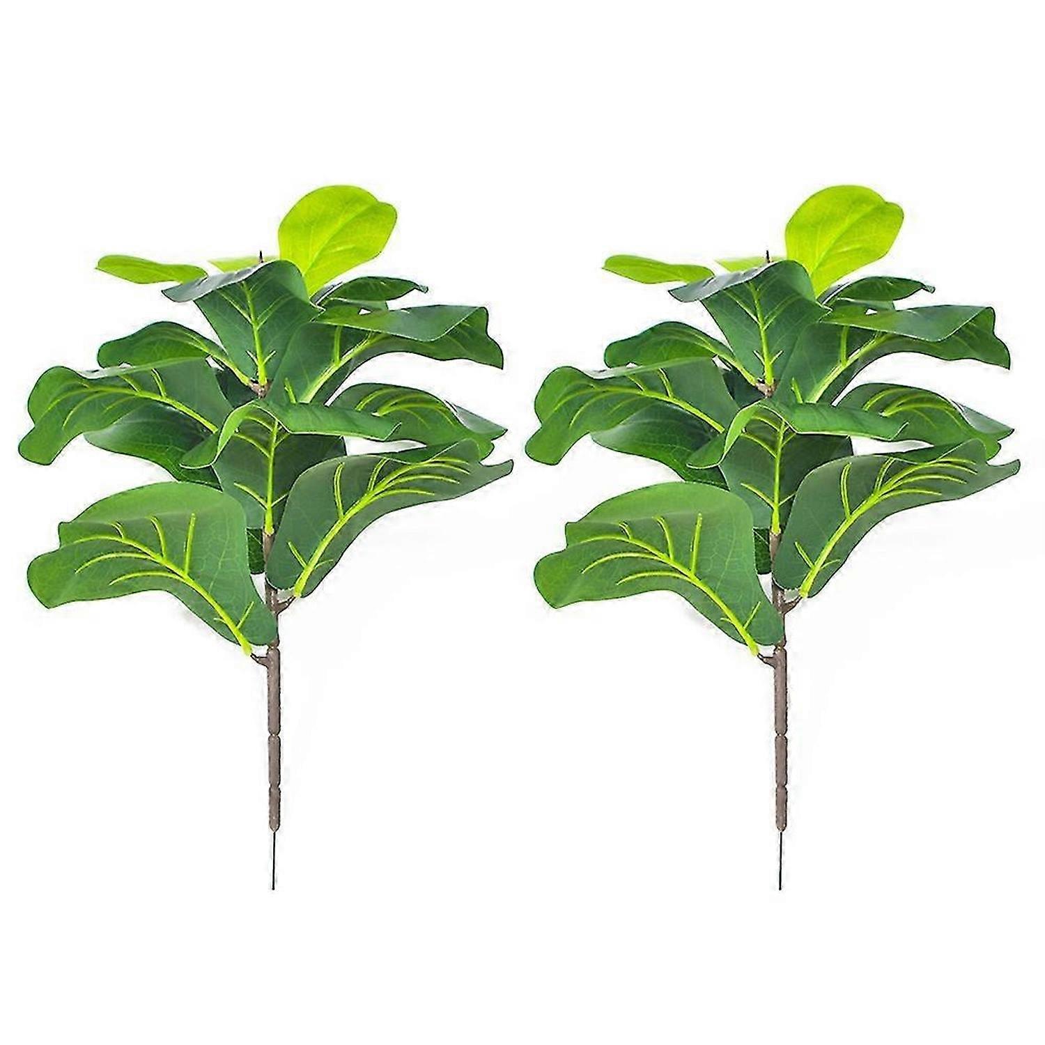 2Pcs Artificial Fiddle Leaf Fig Tree 19.6 Inch Faux Plants Ficus Greenery for Wedding Courtyard Outd
