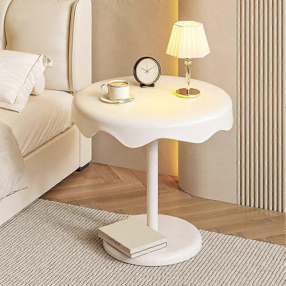 Round End Table Wood, Beige Circle Accent Table For Small Spaces, Small Round Coffee Table For Living Room Or Bedroom