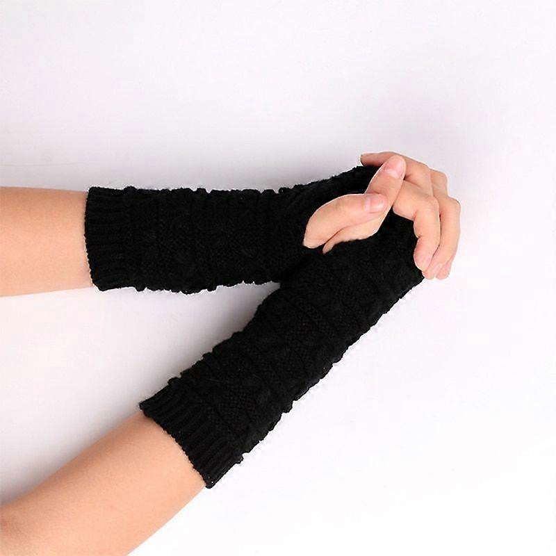 Fashion stretch knit long fingerless gloves