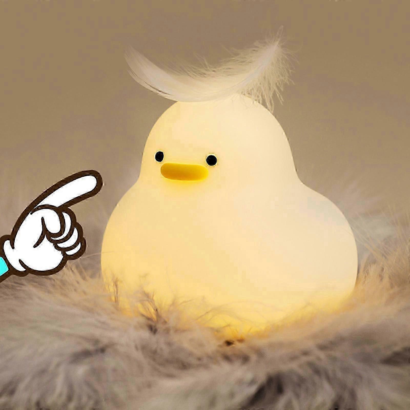 Cute Silicone Duck Night Light with Timer, Rechargeable Soft Light Lamp for Kids Bedroomq