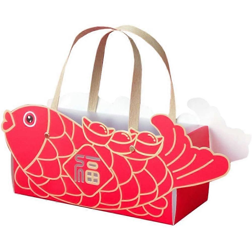 Red Paper Cake Packaging Box Cartoon Gift Box with Chocolate Handle