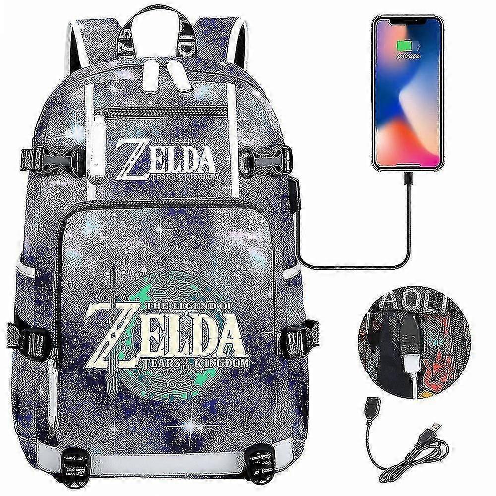 Breath Of The Wild Fans: حقيبة ظهر USB للعبة العين للتأثيري ، المدرسة ، السفر - حقائب كمبيوتر محمول للسفر للجنسين ، حقيبة مدرسية للطلاب ، حقيبة سفر كمبيوتر