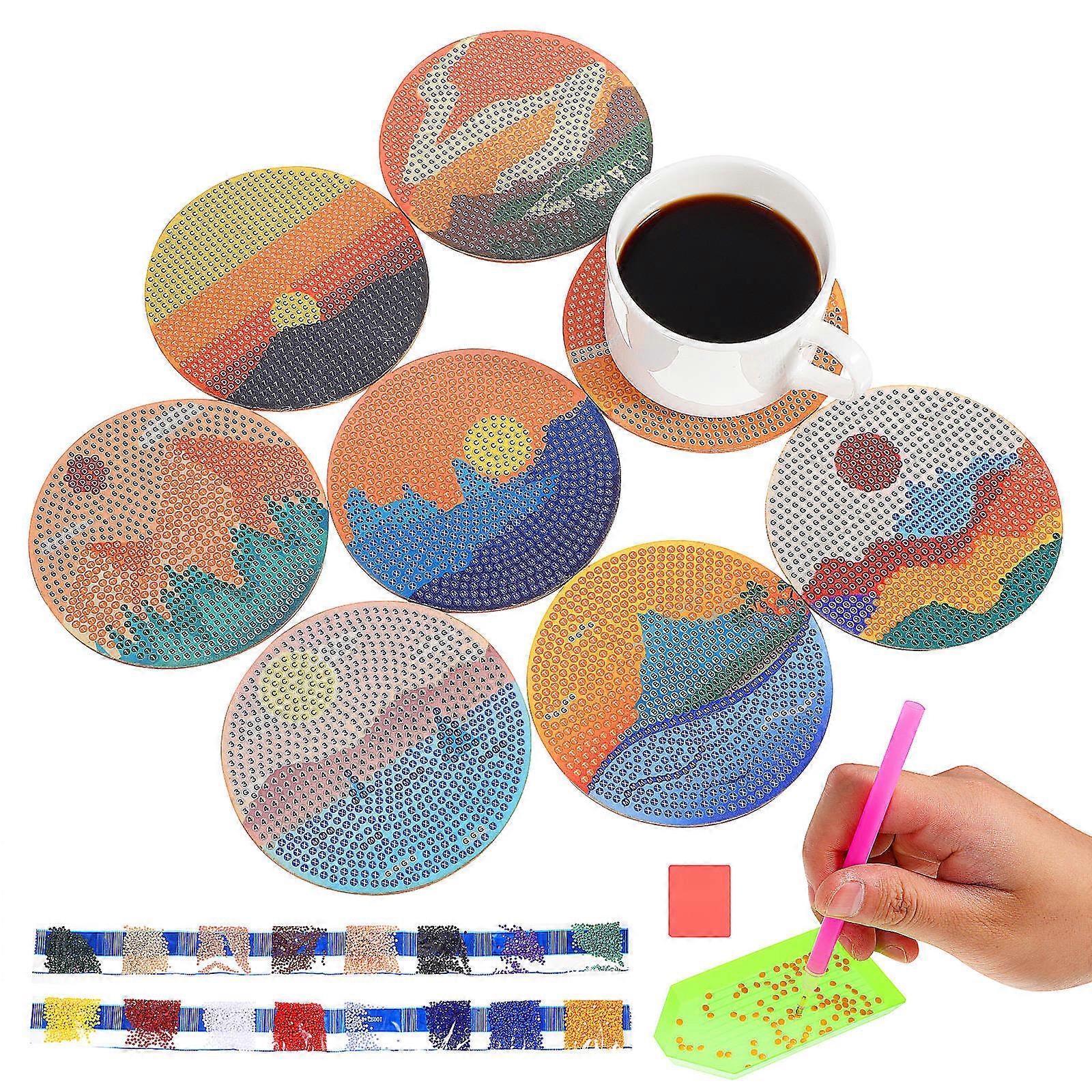 Cup Holder Coasters Round Diamond Dotting Coasters for Drinks 8Pcs