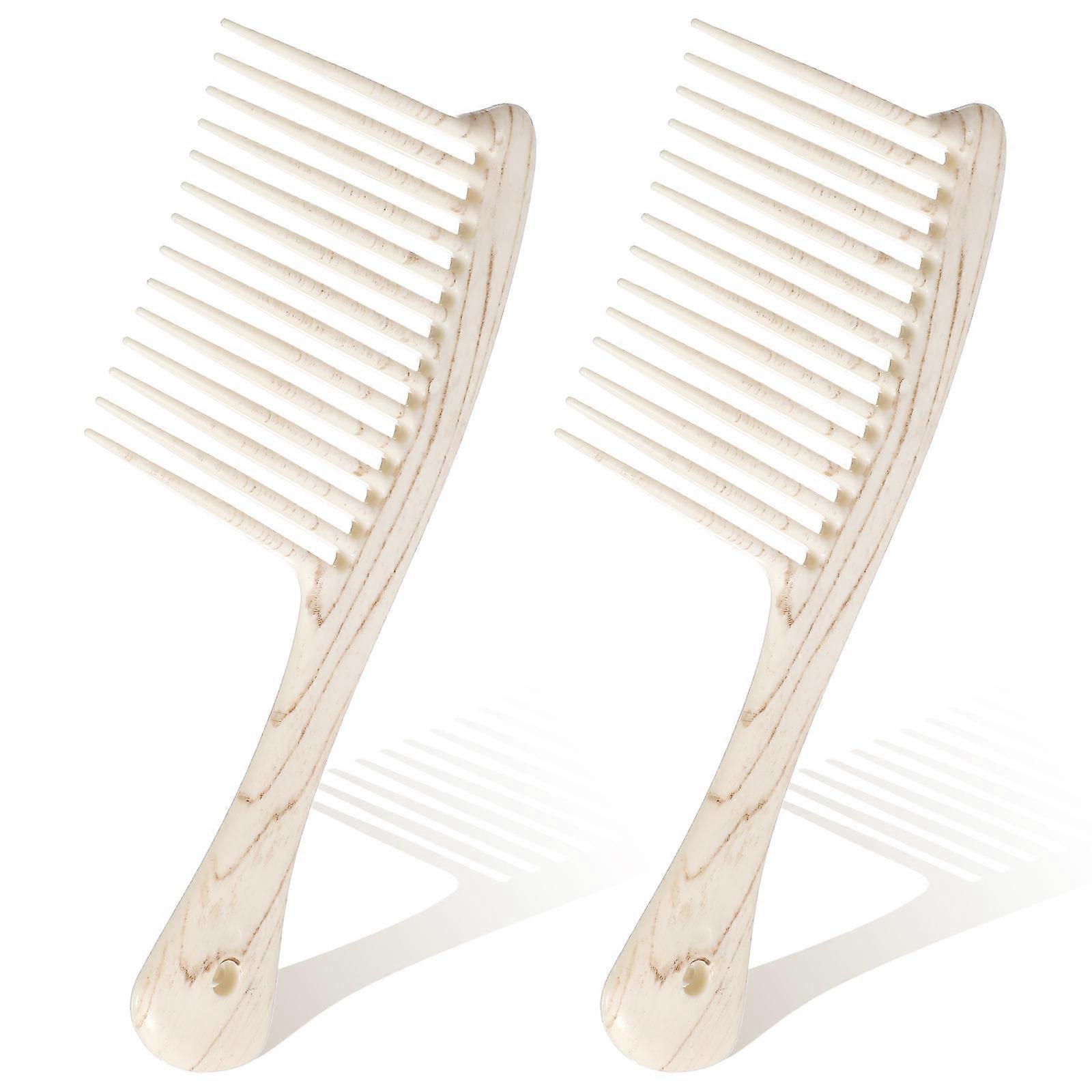 Barber Comb Wide-Tooth Detangling Comb for Home Use 2Pcs Beige