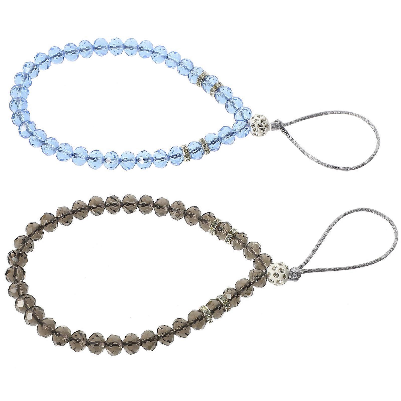 Blue Beaded Mobile Phone Strap for Phone 4Pcs Lightweight Wrist Lanyards
