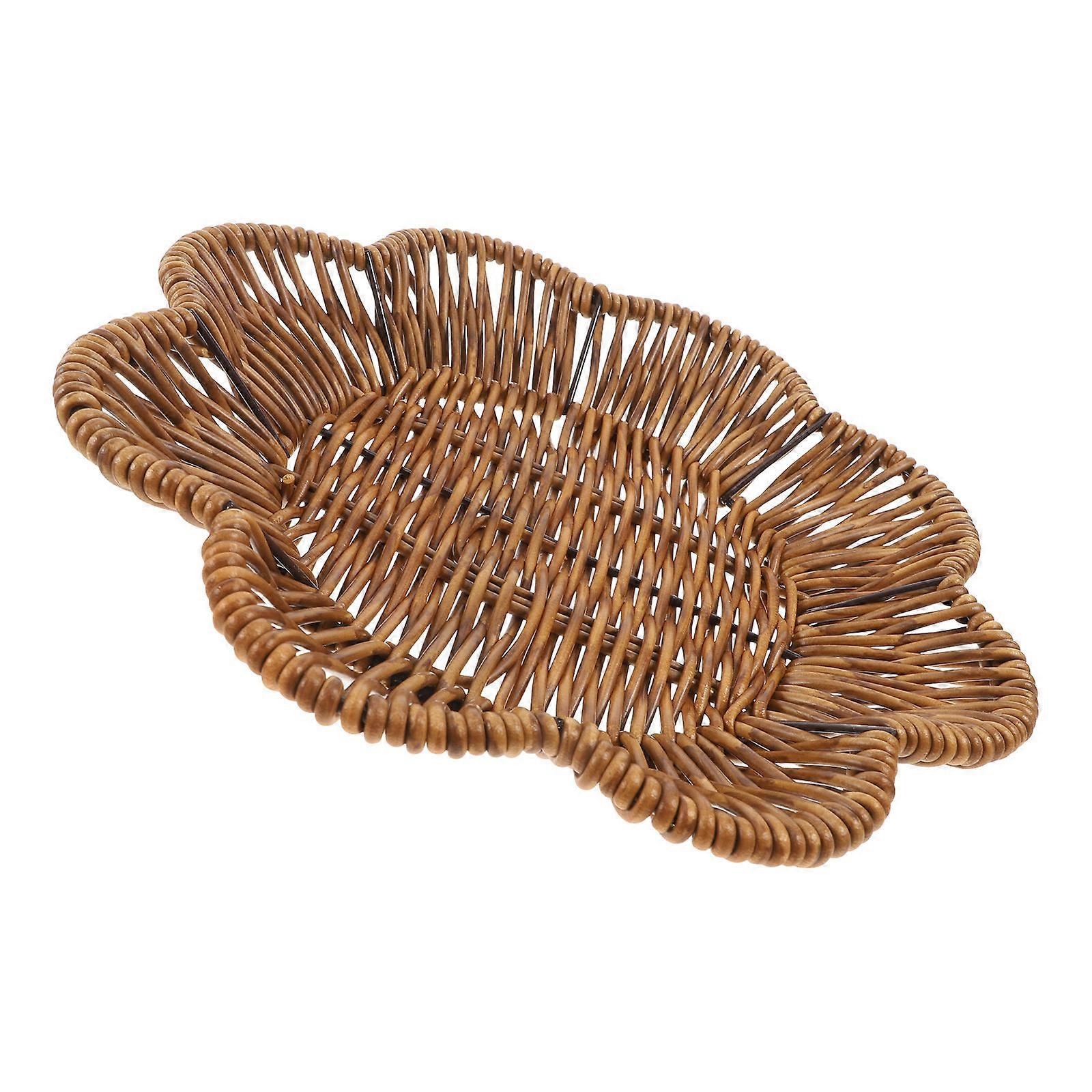Brown Bread Basket for Storage Use 5Pcs Woven Organizer for Kitchen Snacks