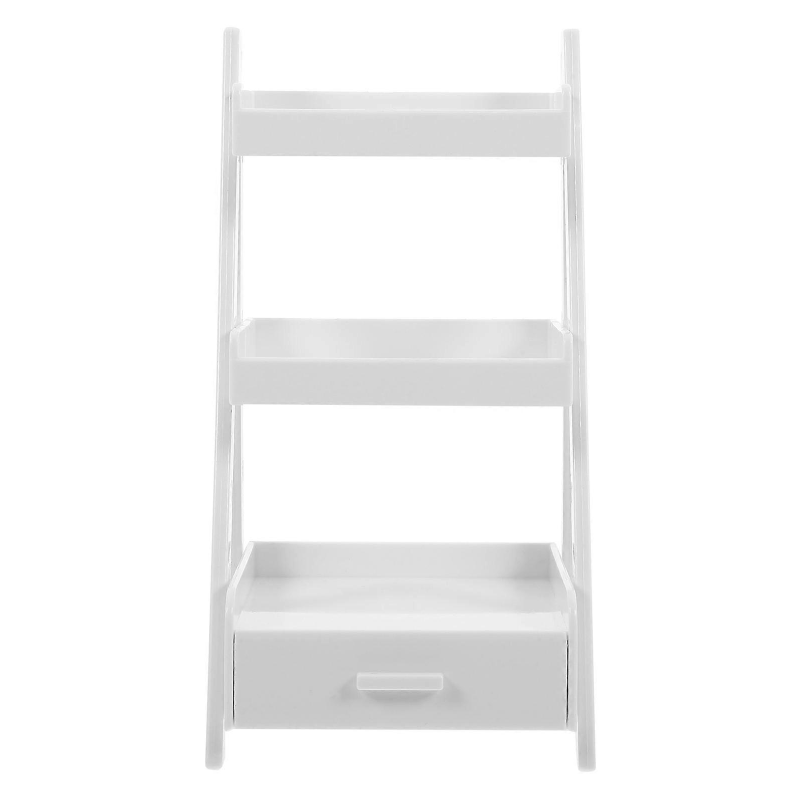 Mini Storage Shelf Flower Stand For Doll House Decoration 3Pcs ABS Model In White Color 5.1X2.8X7.7in