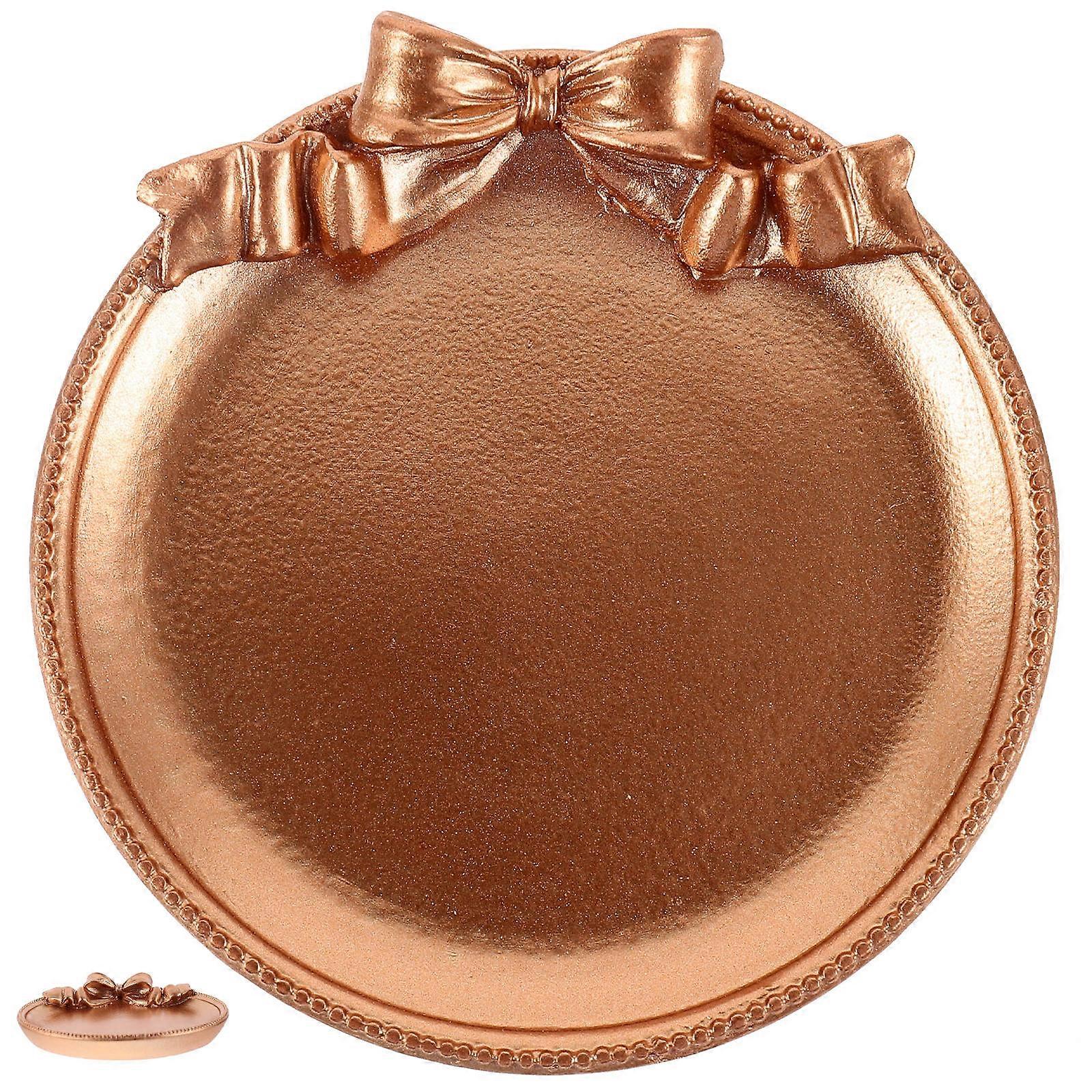 Golden Retro Jewelry Tray for Decoration 2Pcs Resin Bowknot Serving Tray