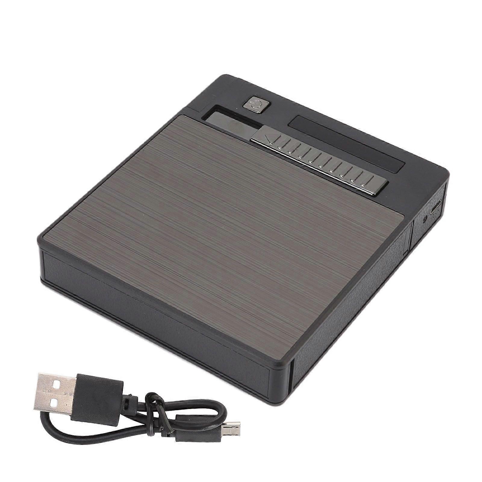 Cigarettes Case Box Automatic Ejection Holder with Dual Arc Lighter USB Rechargeable Power Display Windproof for 10 Cigarettes