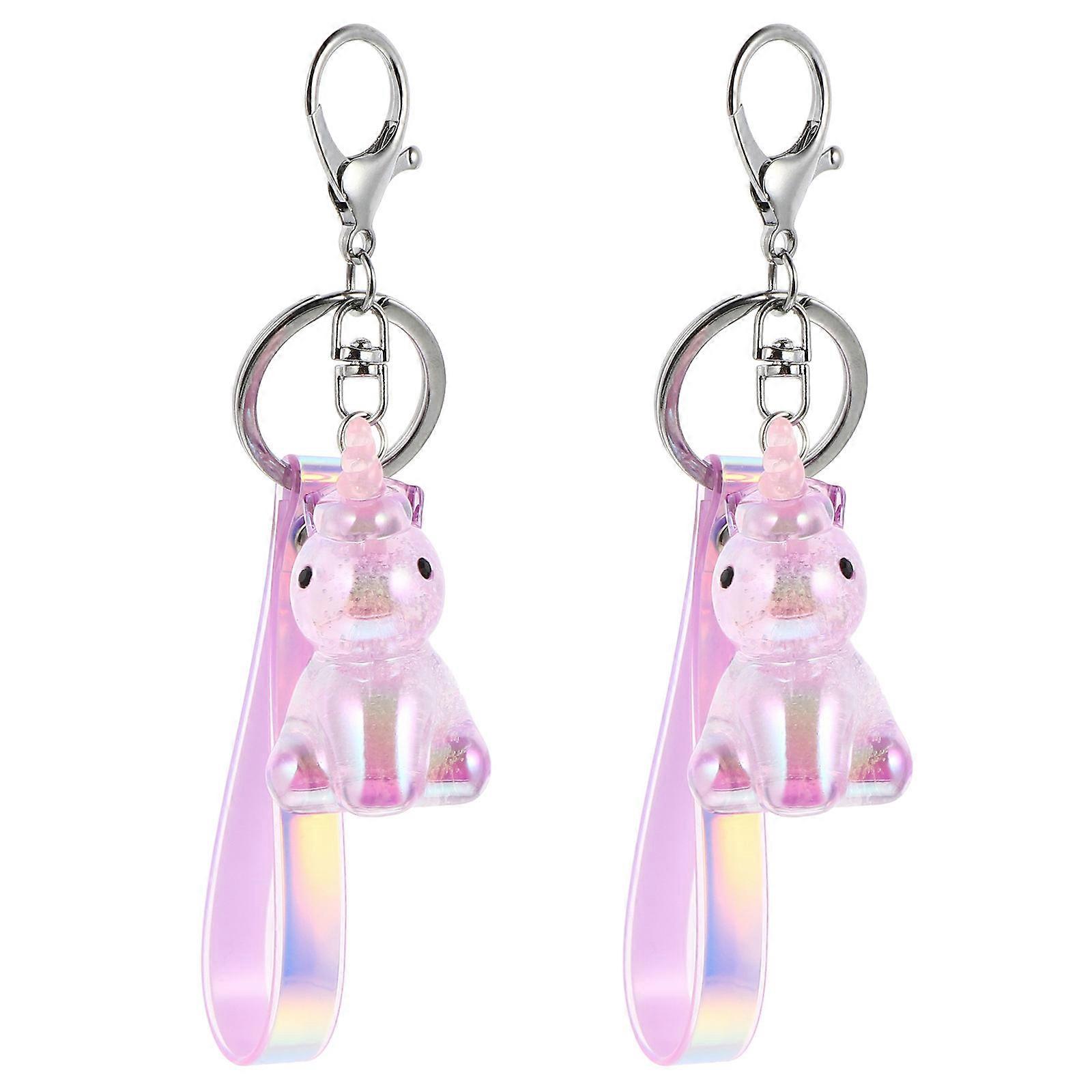2Pcs Unique Unicorn Shape Acrylic Keychain Pendant For Bag Decorations In Purple Color 16x5x3cm