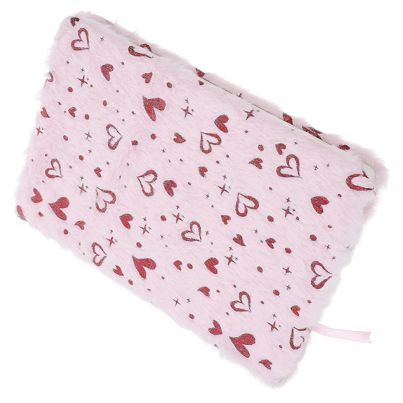 Adorable Notebook Valentines Plush Diary Book for Writing 2Pcs with Heart