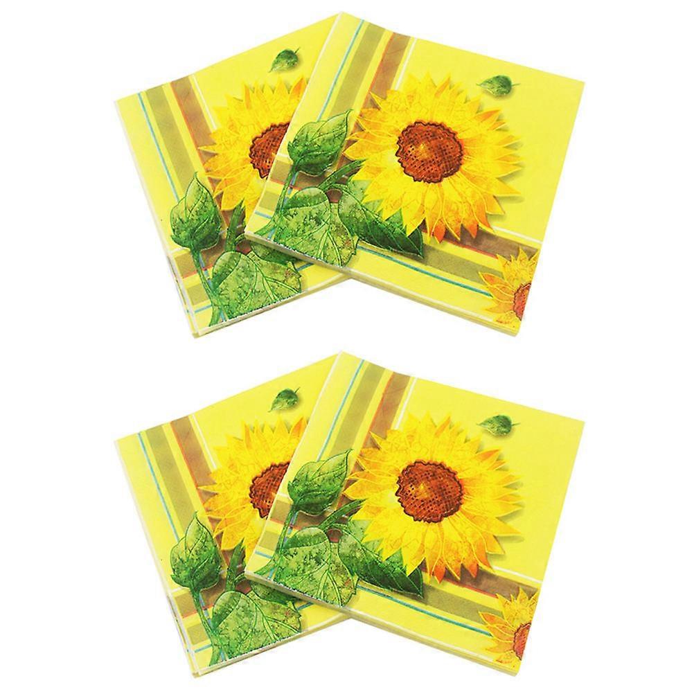 Sunflower Pattern Paper Napkins for Party Use 120Pcs Disposable Sheets