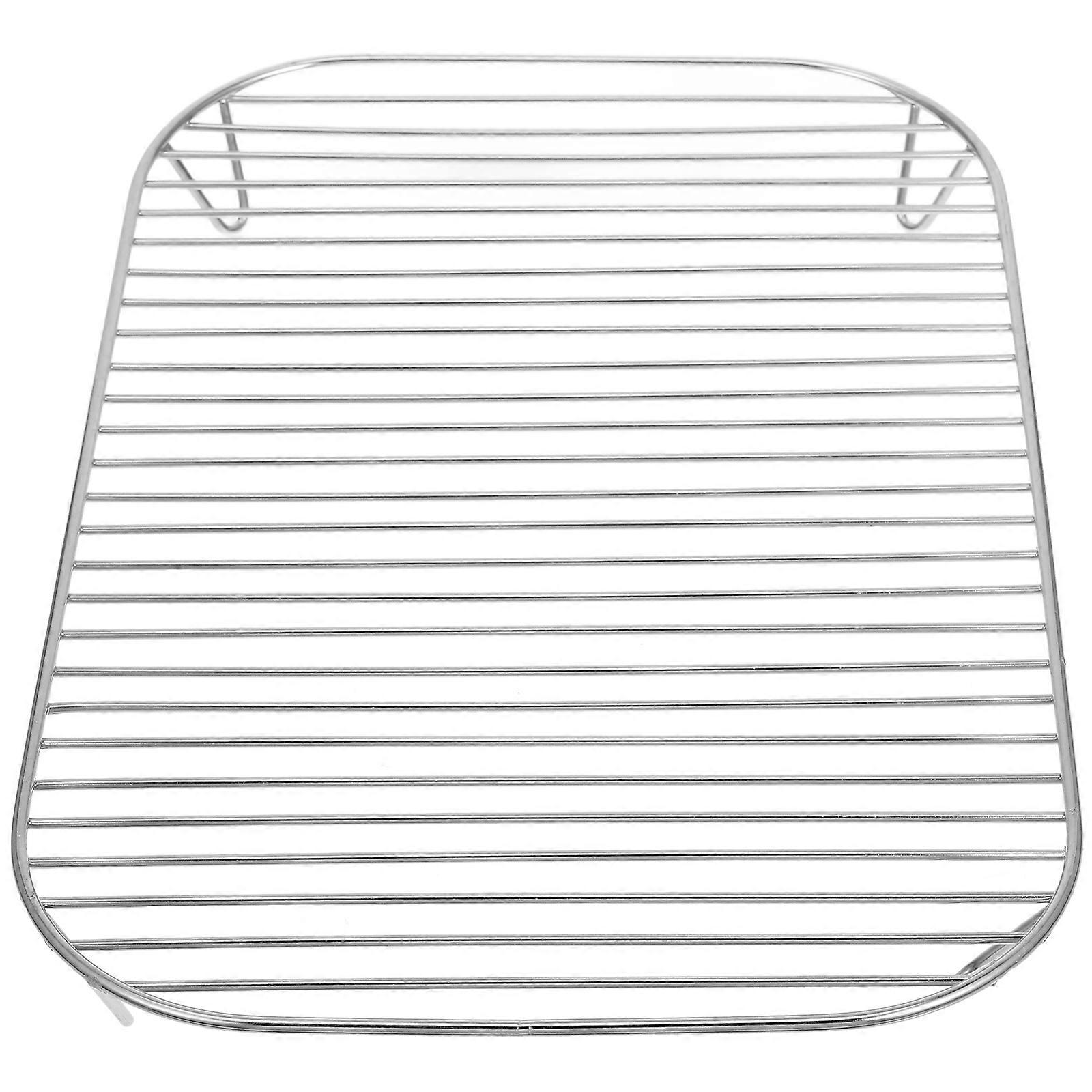 Stackable Air Fryer Rack 2Pcs Rectangular Grilling Accessory Ideal For Home Users In Kitchen Use With Silver Design