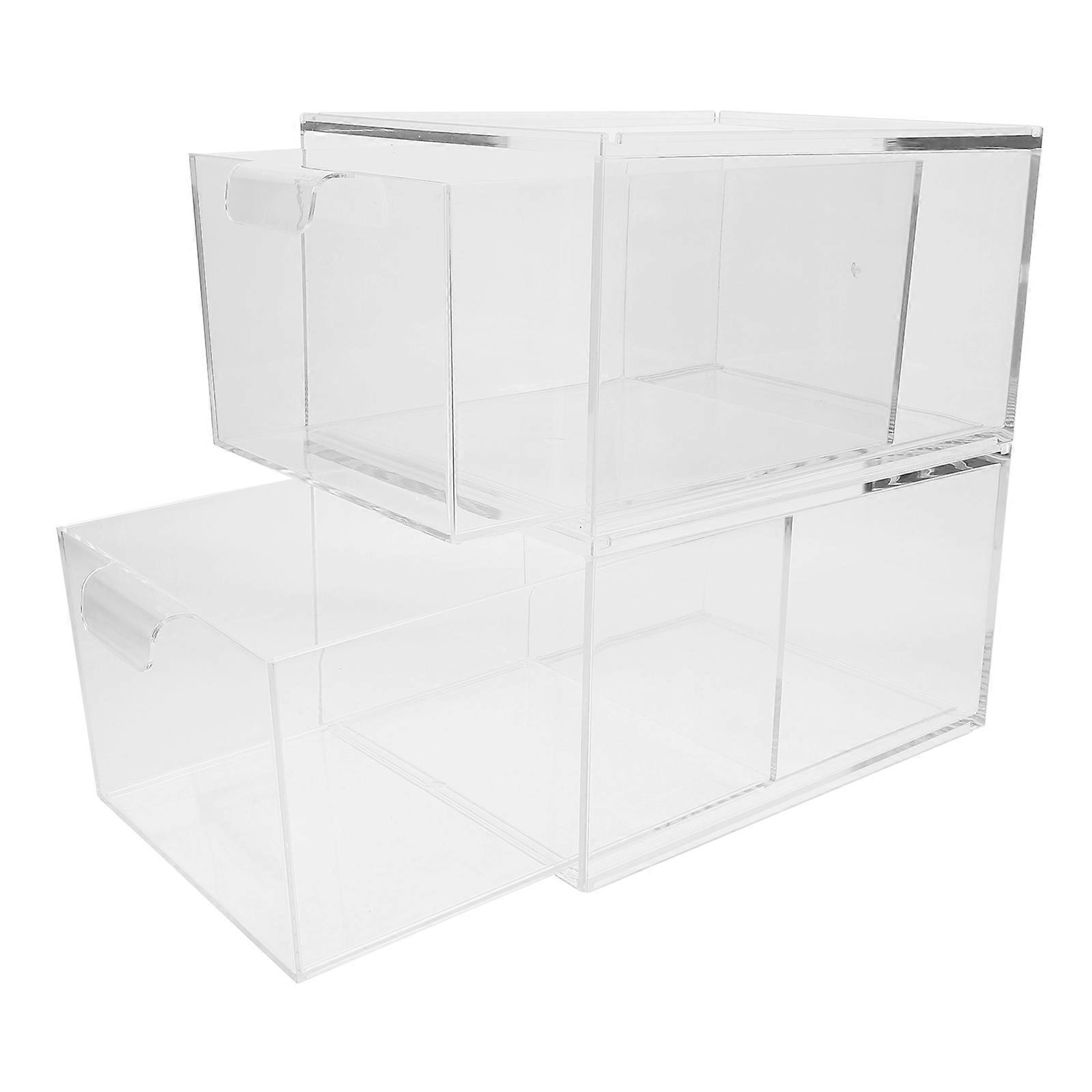 Sundries Organizer 3Pcs Rectangular Transparent Storage Container For Home Organization 20X15.50X11.30CM Durable And Efficient Storage