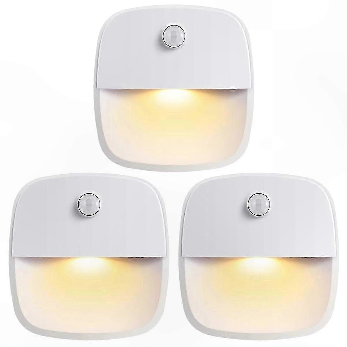3-Pack Motion Sensor Night Lights, Warm White LED Socket with Twilight Detection