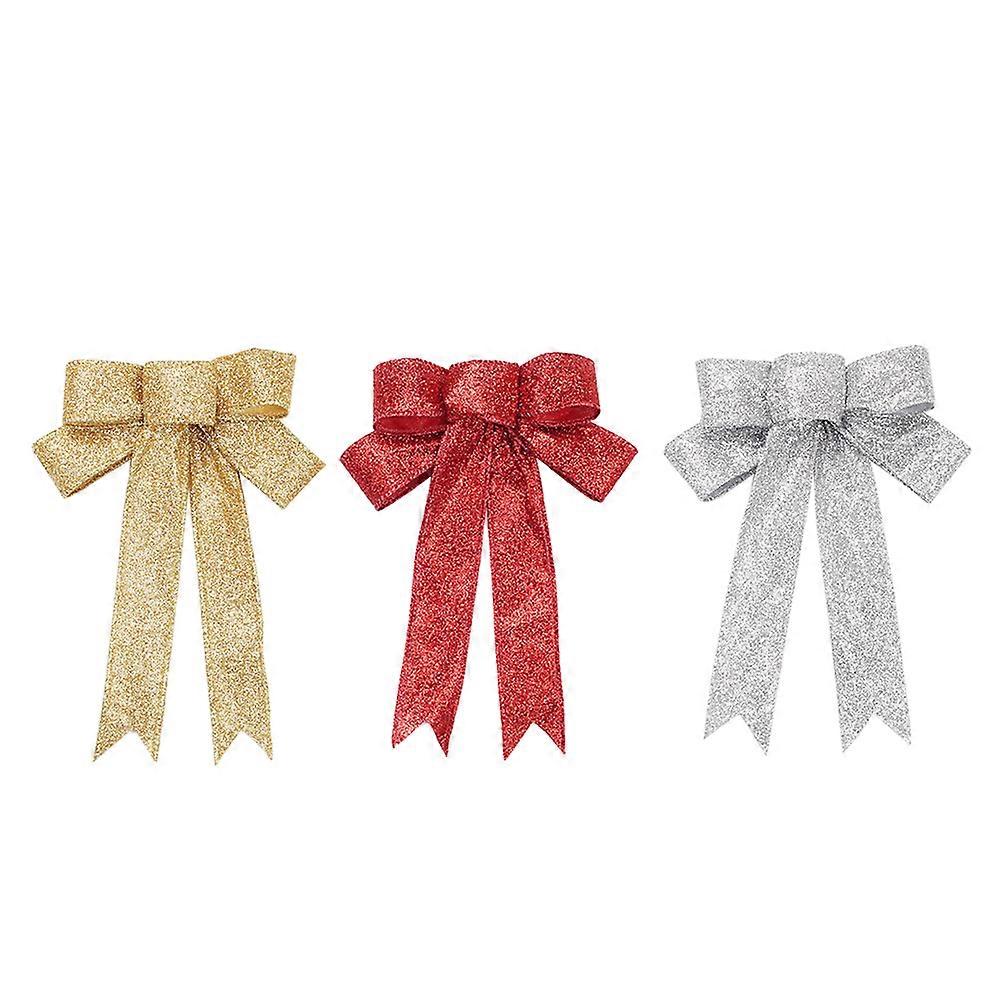 Christmas Tree Decorations Bowknot Ribbon for Home Use 9Pcs