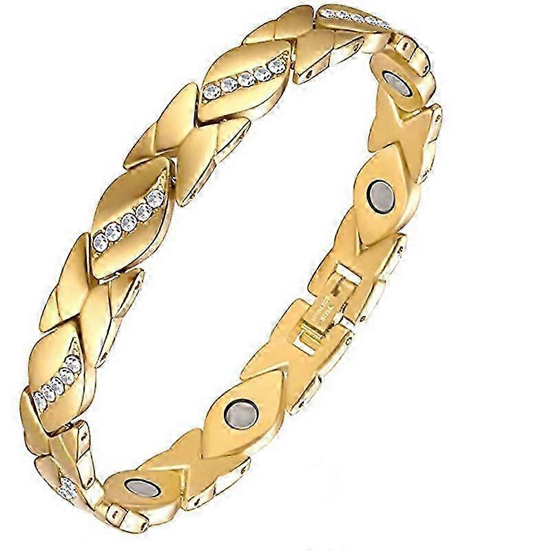 Bracelet pour femme en cuivre 100 % pur et cristal avec aimants de 3 500 gauss, pour soulager les douleurs arthritiques et traiter les troubles musculo-squelettiques et le syndrome du canal carpien.
