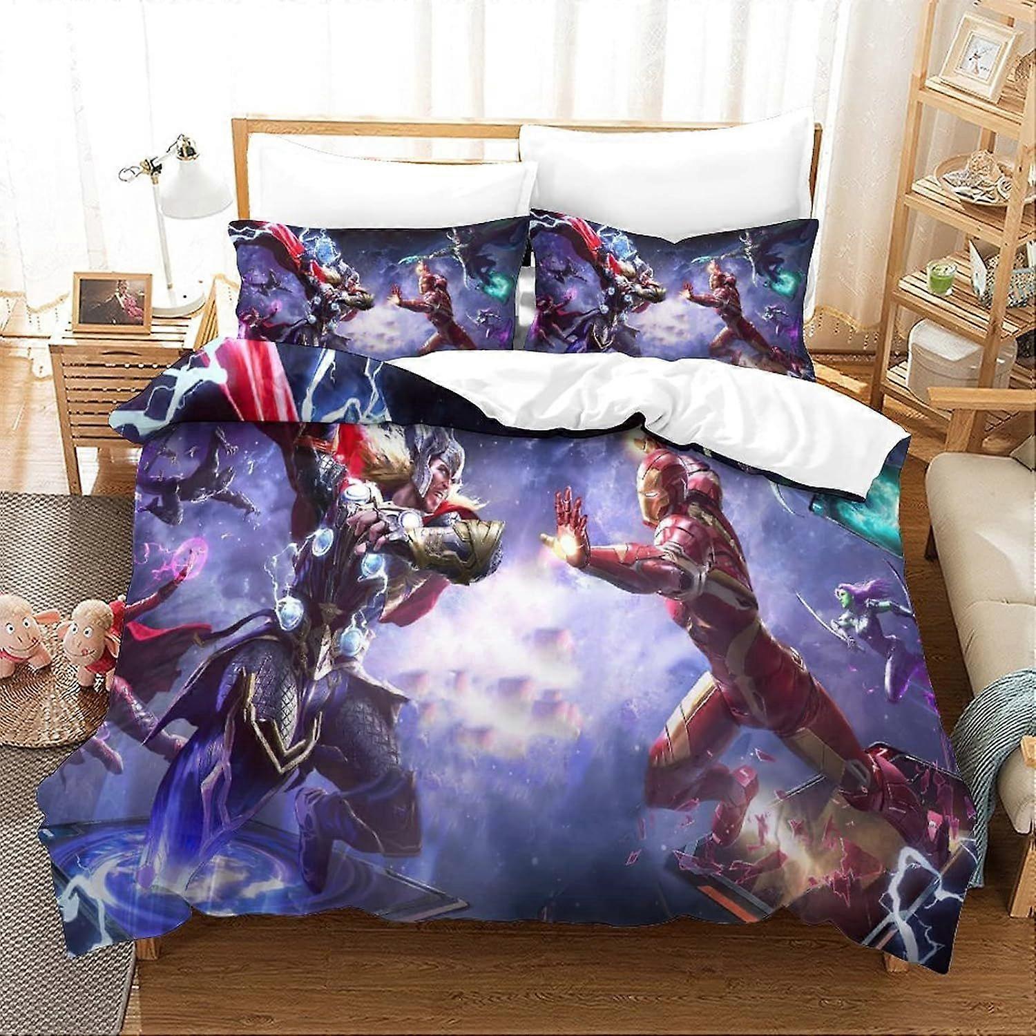 xzz798 Iron Man Duvet Cover Set Bedding Set Movie Poster Duvet Cover Double 140X200CM