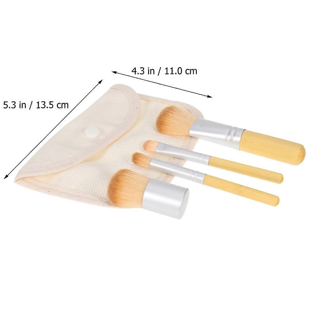 Cosmetics Application Brush Kit Daily Use Fiber Bristles 13.5x11x3cm 4Pcs