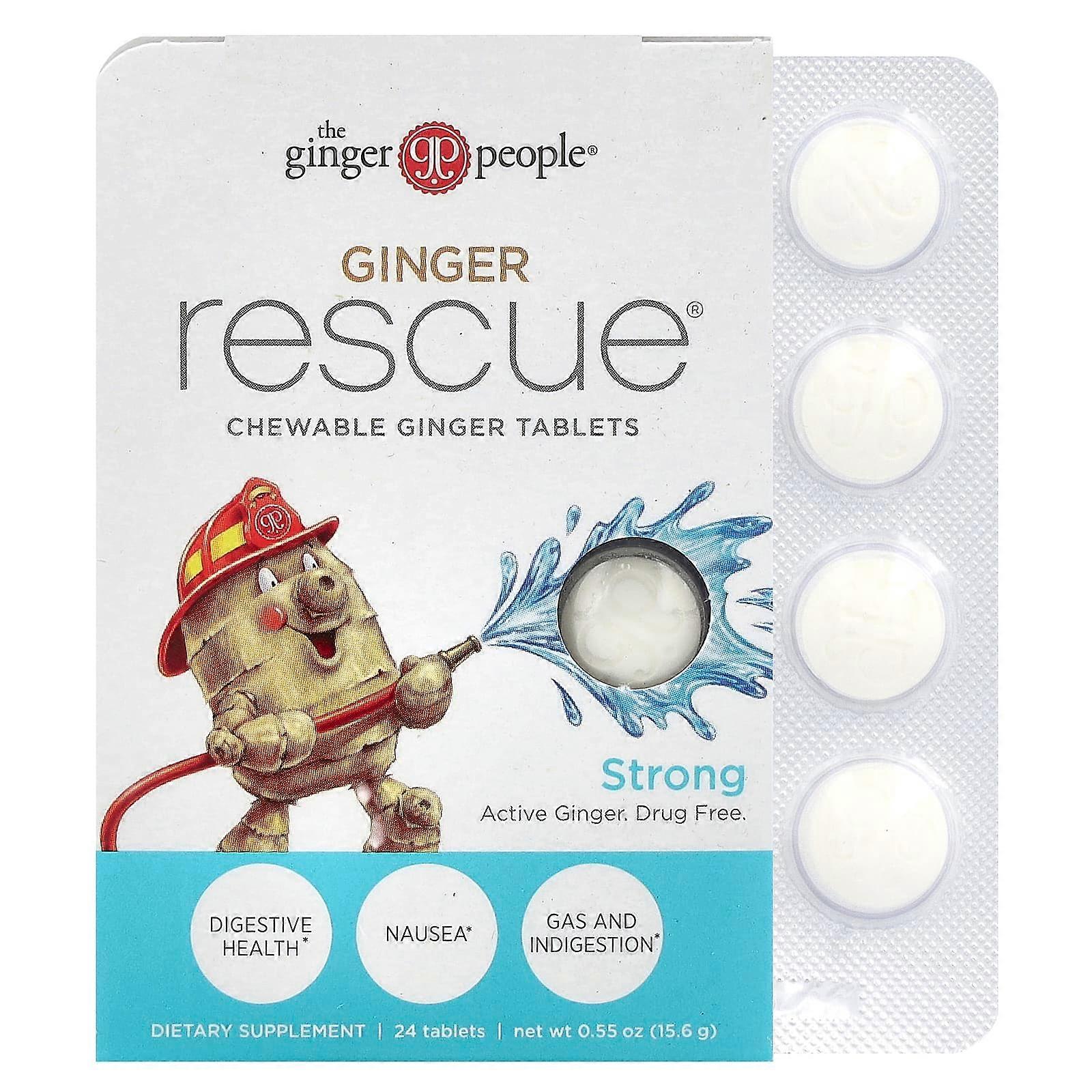 Ginger Rescue, Chewable Ginger Tablets, Strong, 24 Tablets