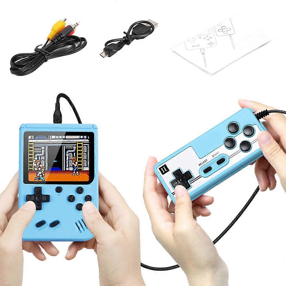 500 Classic Game 2-Player Mode Handheld Retro Video Game Console Gifts-Blue