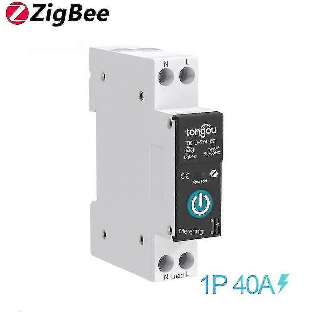 2025 Tuya Zigbee Smart Circuit Breaker With Metering 1p 63a Din Rail For Smart Home Wireless Remote Control Switch By Smart Life App