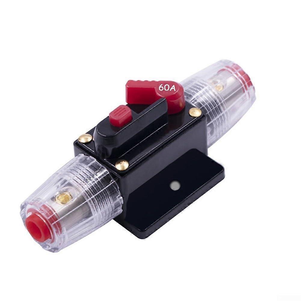 50 Amp Automatic Fuse Circuit Breaker With Manual Reset Switch For Car Audio Circuit Protection Alloy Construction (60A)
