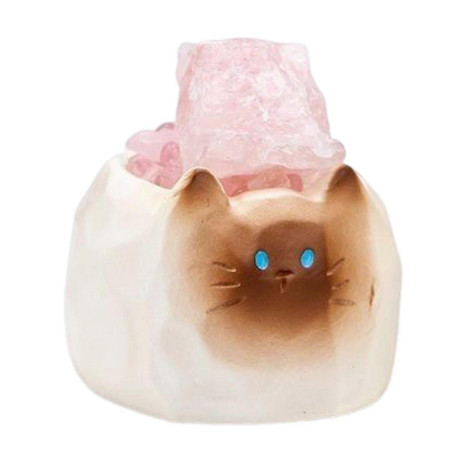 Mini Cat Ornament with Crystal Desktop Resin Cat Figurine Aroma Diffuser Stone Aromatherapy Fragrant Oil Diffuser for Home Office Meditation Room