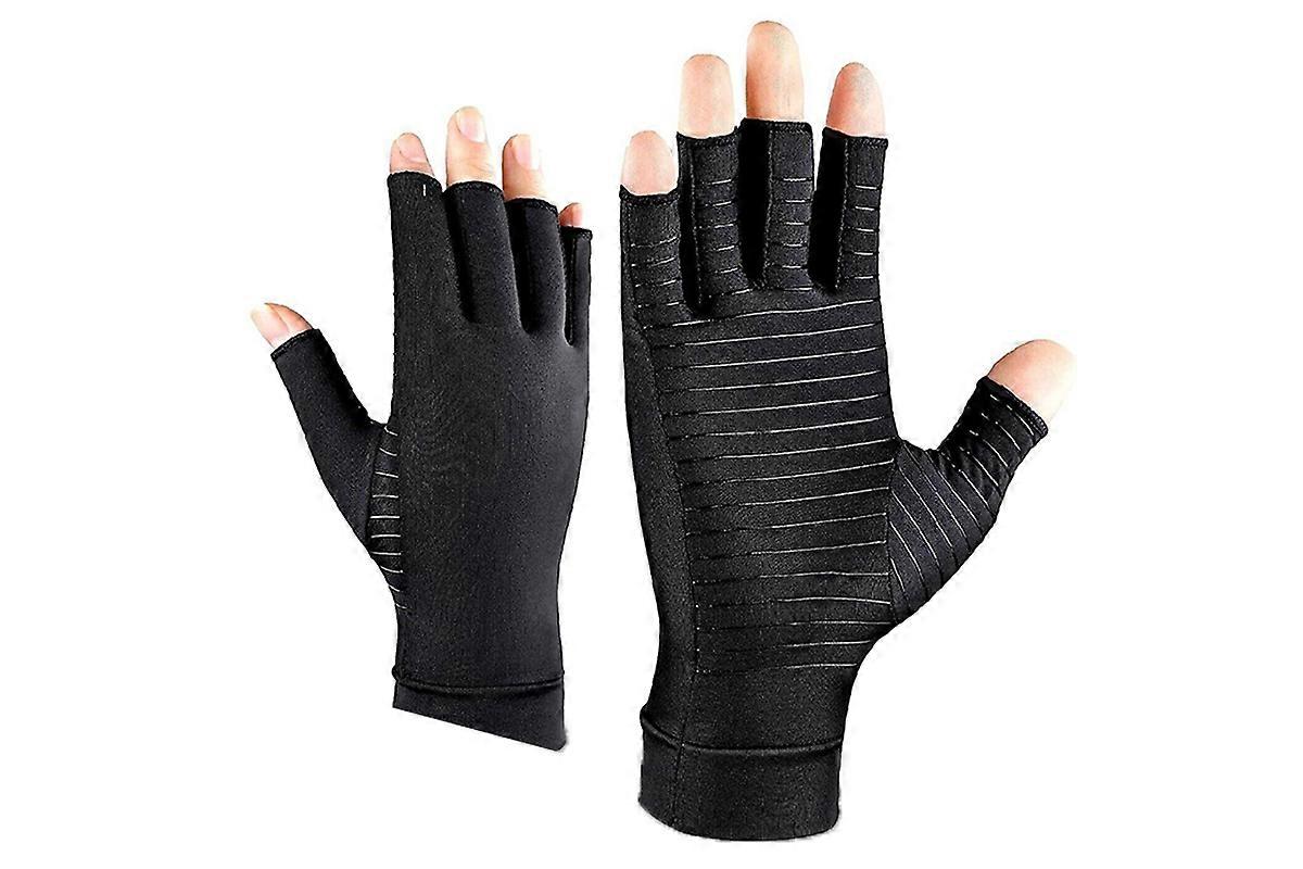 1 Pair Arthritis Gloves Copper Infused Fingerless Compression Gloves