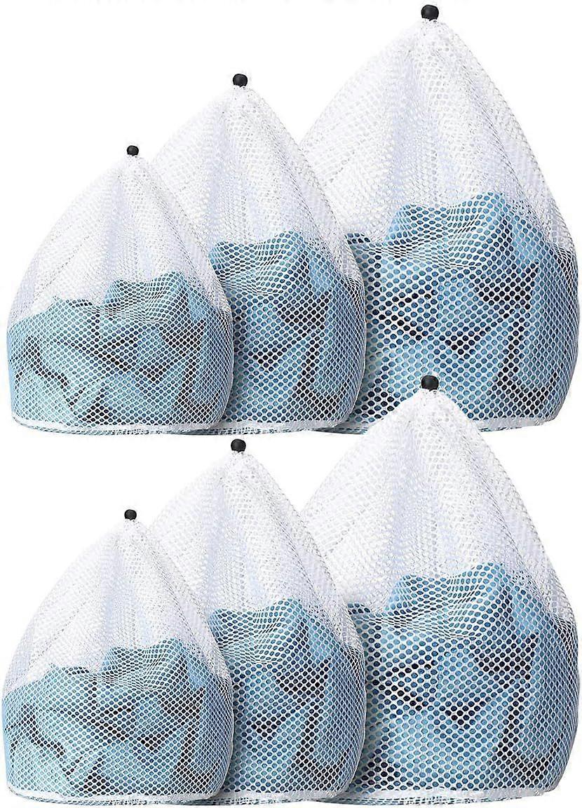 Nouveau style de sac à linge en maille à cordon de serrage, 6 Pcs Kaise Durable Linge Filet Lavage
