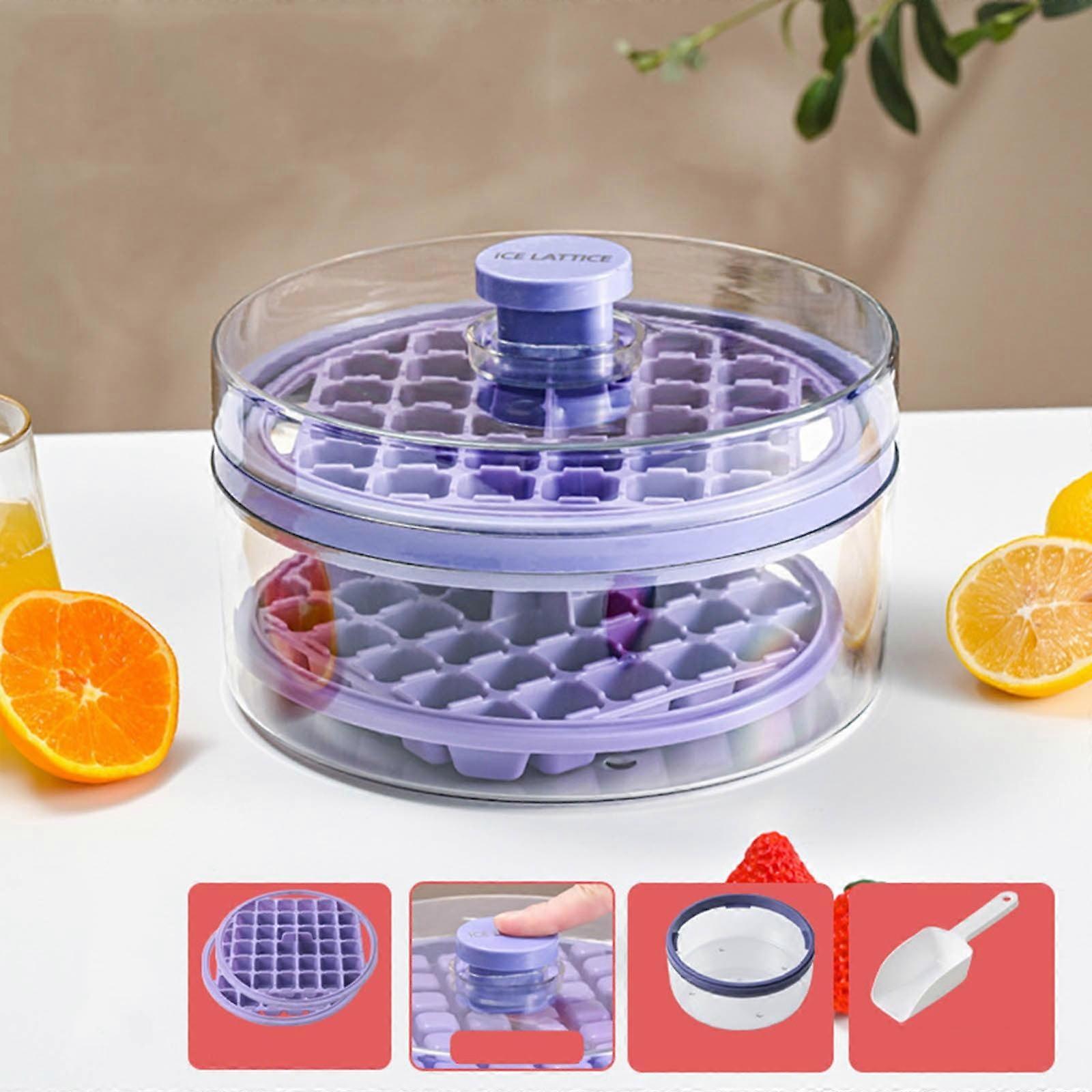 Ice Cube Tray with Lid & Shovel, Stackable DIY Food Grade Ice Maker, Reusable Kitchen Tool Set