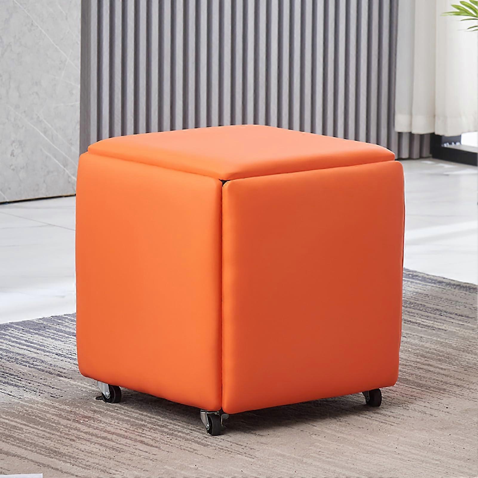 5 in 1 PU Leather Swivel Seating Cube with Stackable Movable Stool for Living Room Bedroom 14x14x15 Inches