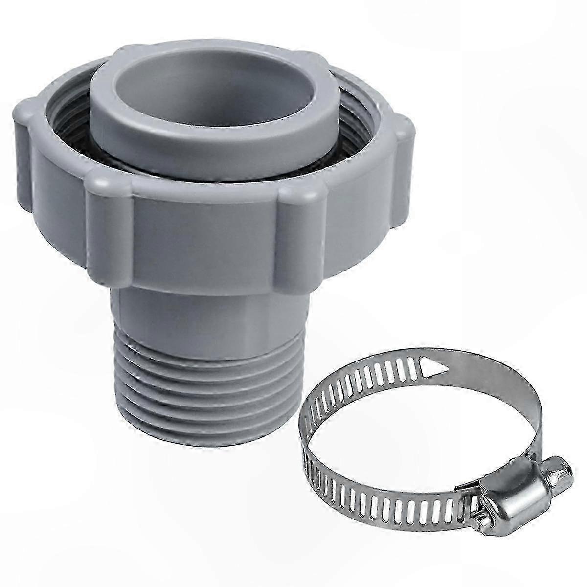Pool Drain Fitting with 1.5-Inch Inner Diameter for Above-Ground Pools Compatible with Multiple BrandsGray SZRH