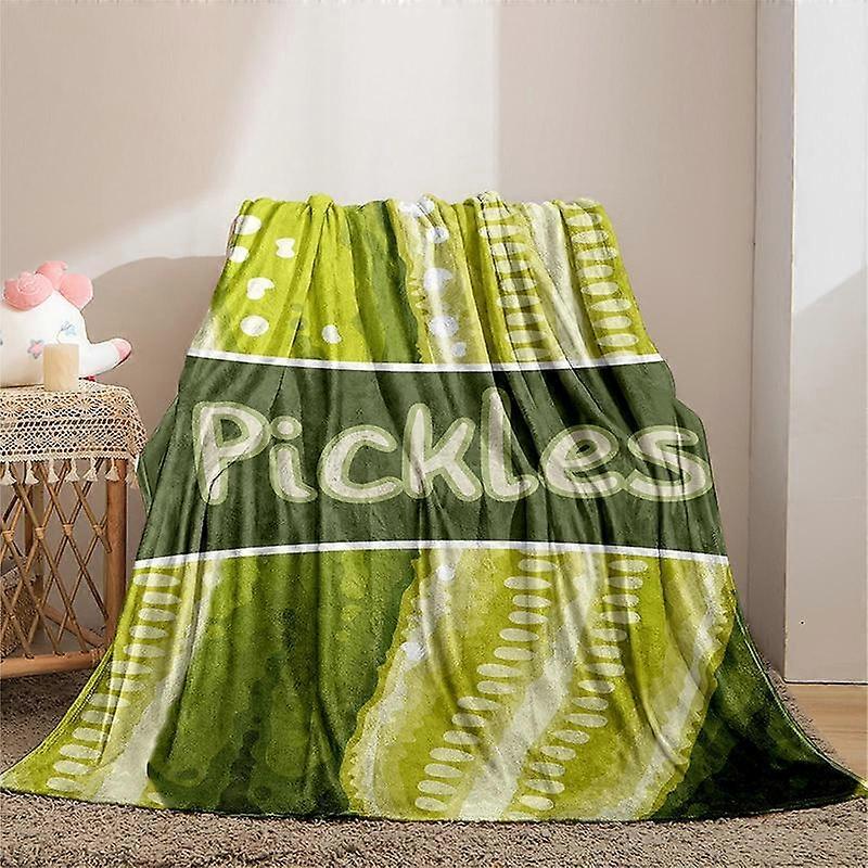 Pickle Letter Pattern Throw Blanket for Bedroom, 1 Count Rectangle Soft Air-conditioning Quilt with Storage Bag for Home Couch Bed Sofa Offi
