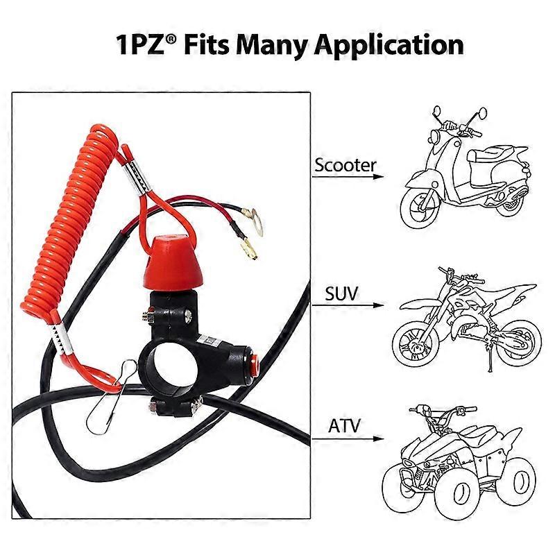 Emergency Stop Switch Tether Lanyard Emergency Kill Stop Engine Switch Push Button for ATV Motorcycle Boat Interruptor
