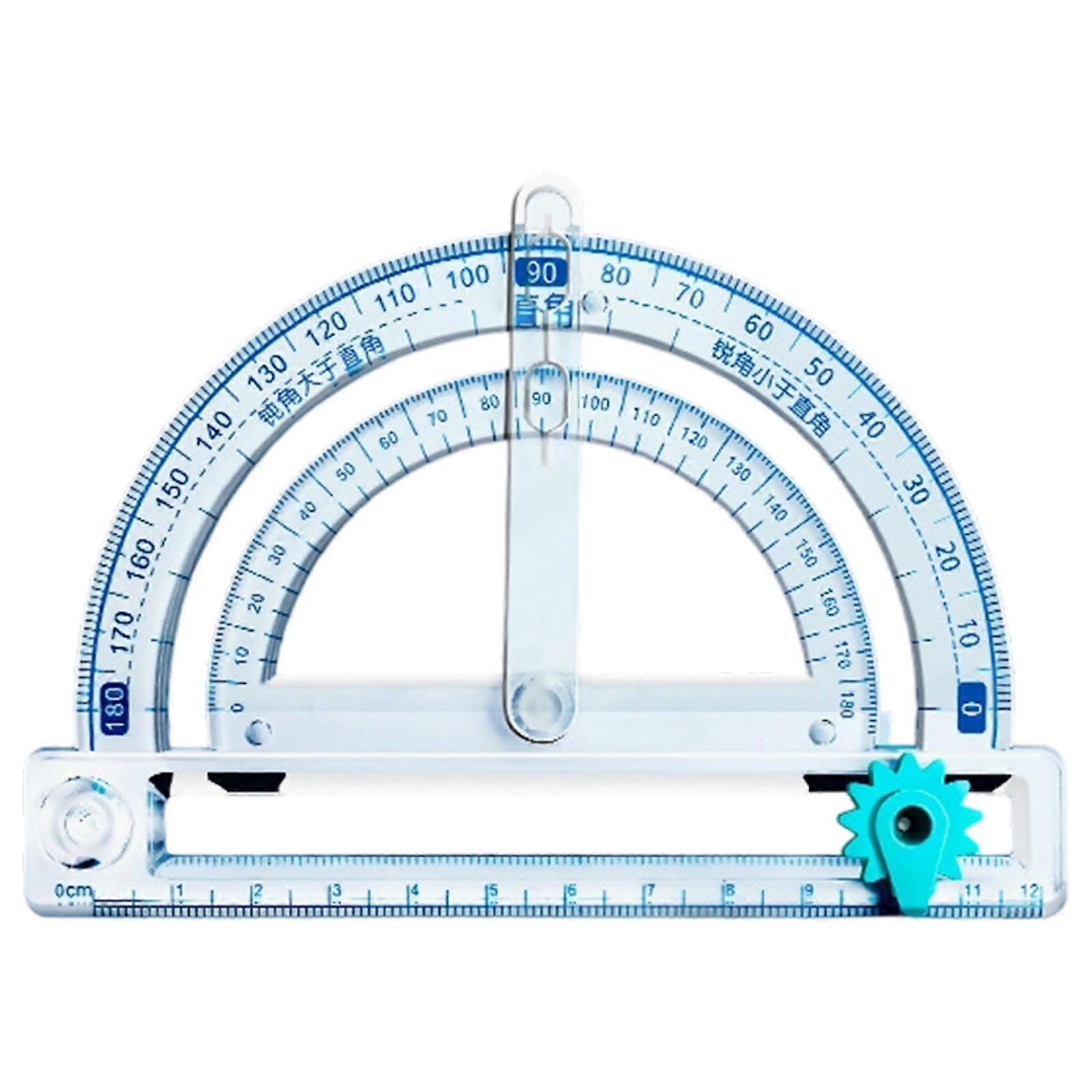 Multipurpose Protractor with Angles Measurement and Adjustable Circle Drawing Ruler for Geometry Drafting Engineering  Trumpet Activity cor
